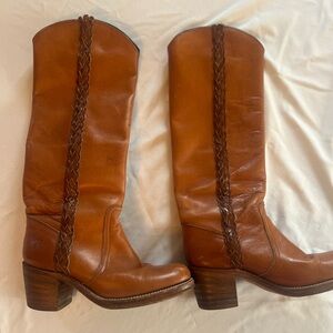Frye Tan Leather Heeled Boots